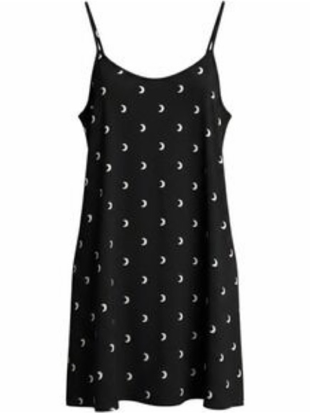 Gypsy Warrior Black Slip Dress with White Crescent Moon Print